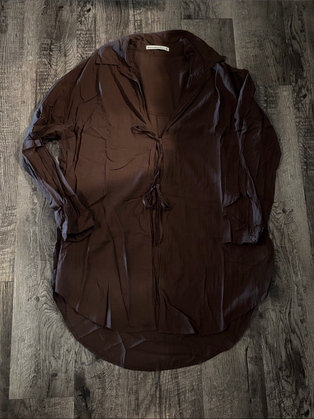 Abercrombie & Fitch Tie Front Linen Swim Cover-Up - Brown - Size Medium